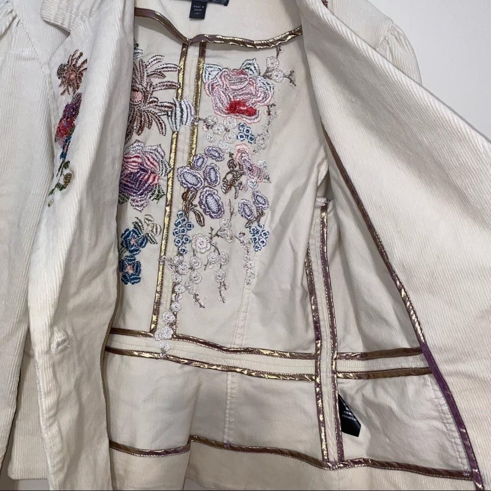 Corduroy embroidered blazer jacket - Picture 3 of 10